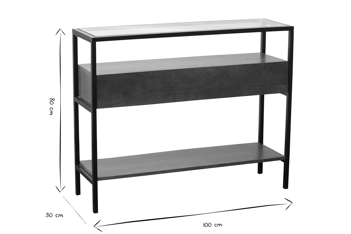 Ma�e der SITA-Konsole in Schwarz und Wei�: L100 x T30 x H80 cm