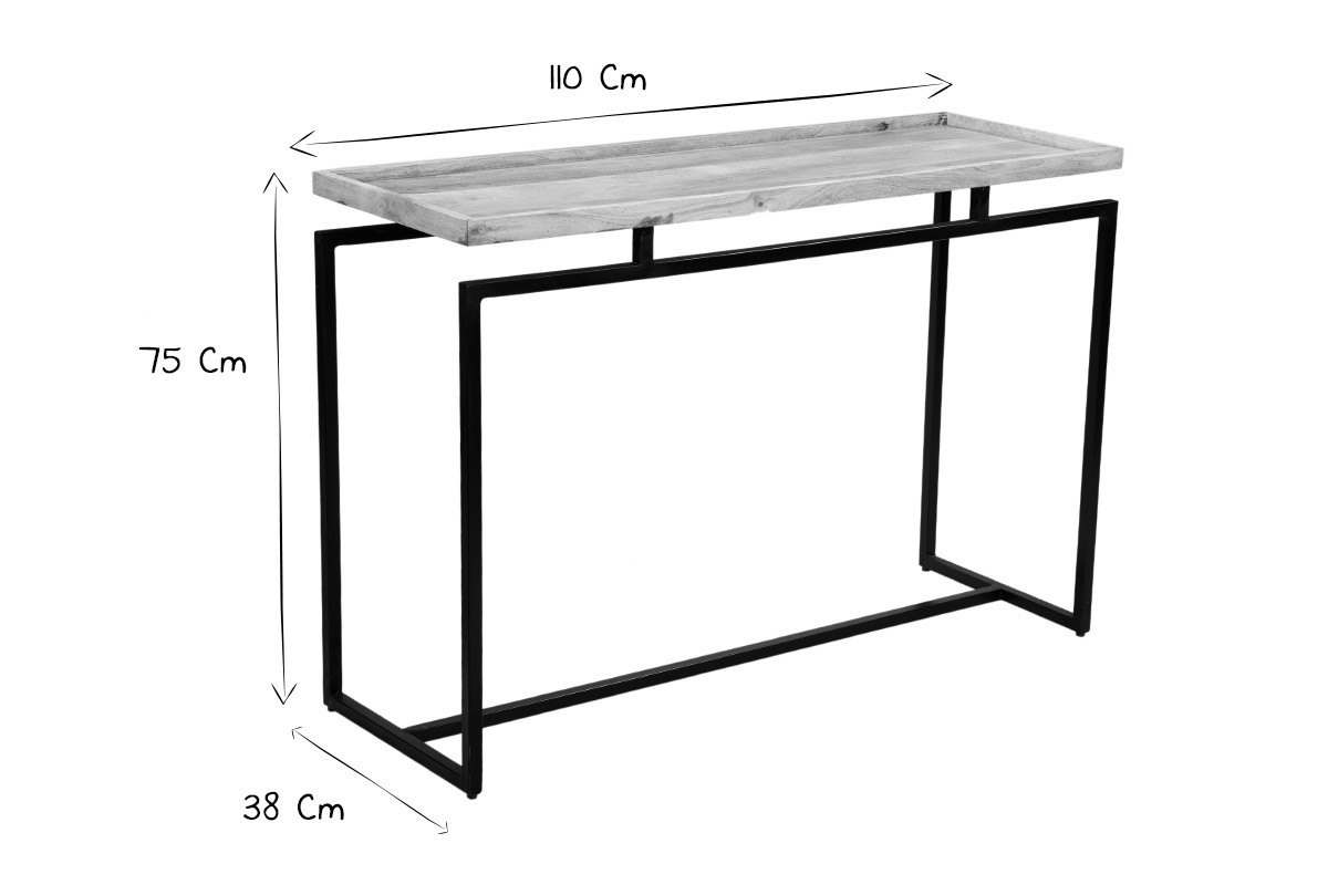 Konsole aus Mangoholz und schwarzem Metall L110 cm FRAME