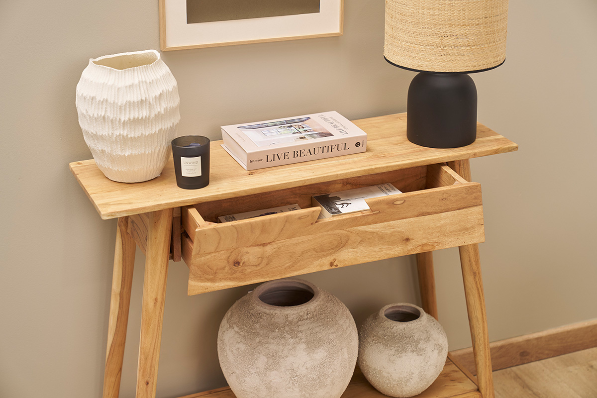 Konsole aus massivem Akazienholz B90 cm FRANKLIN