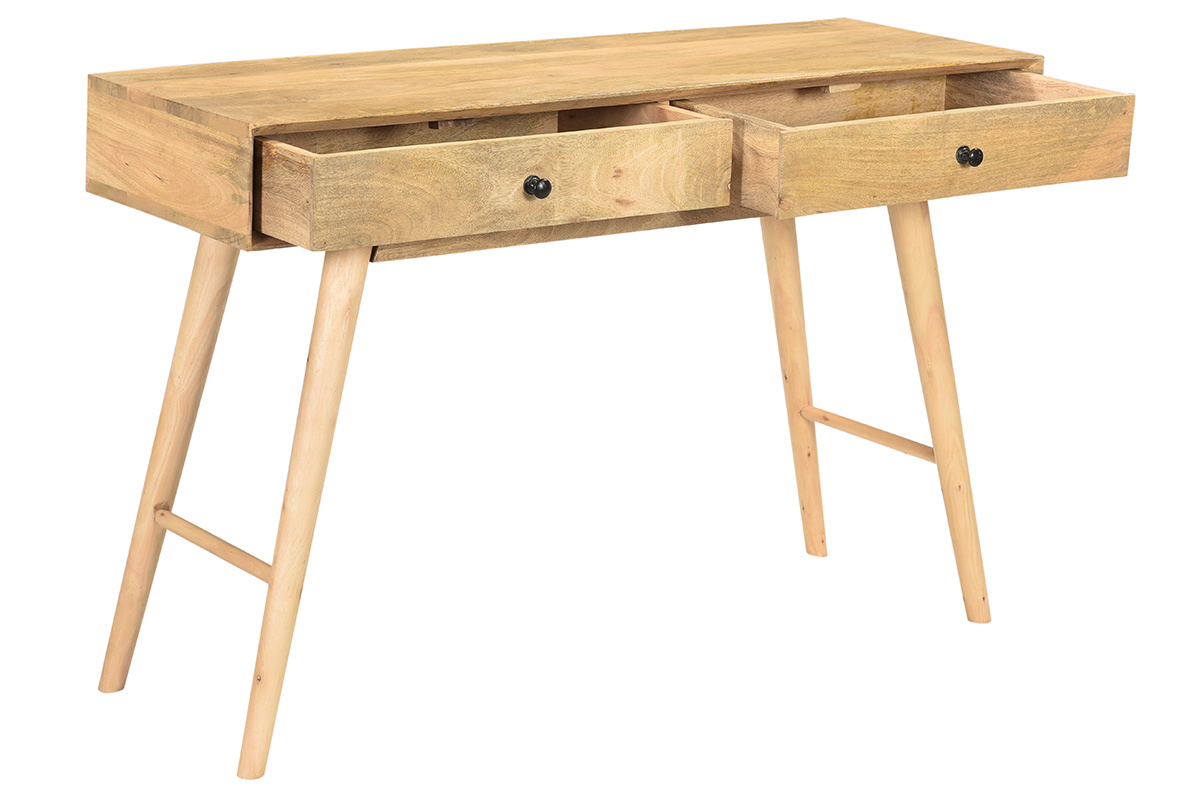 Konsole aus massivem Mangoholz und 2 Schubladen B 120 cm CRAIG