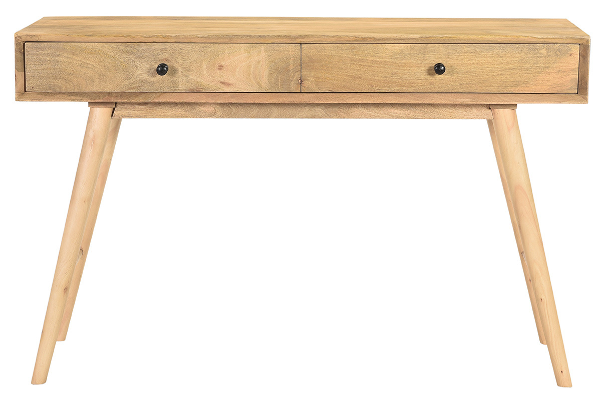 Konsole aus massivem Mangoholz und 2 Schubladen B 120 cm CRAIG