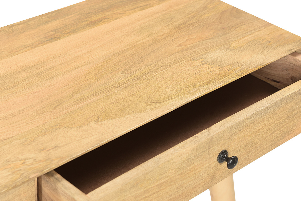 Konsole aus massivem Mangoholz und 2 Schubladen B 120 cm CRAIG