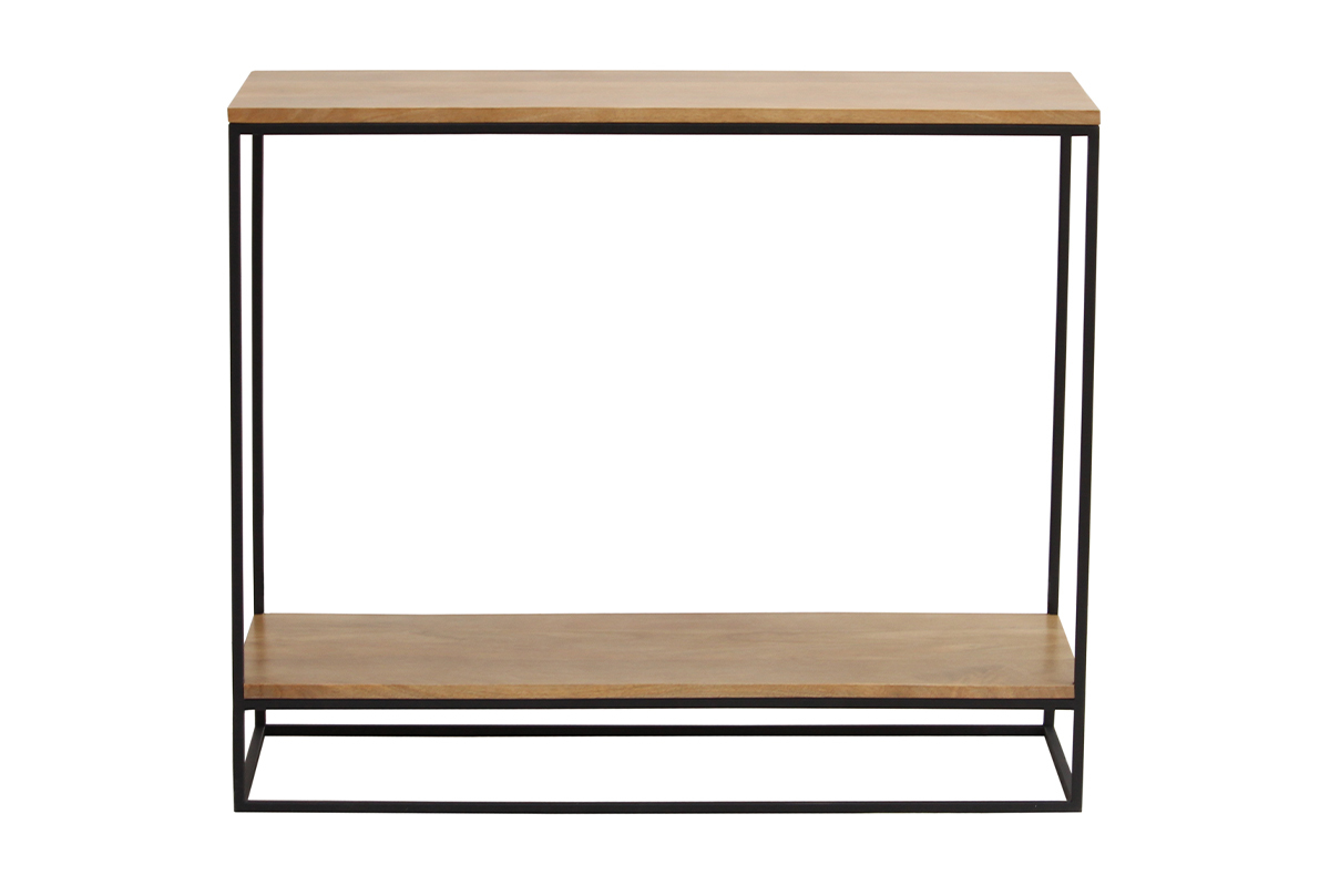Konsole aus massivem Mangoholz und schwarz lackiertem Metall L90 cm IGGY