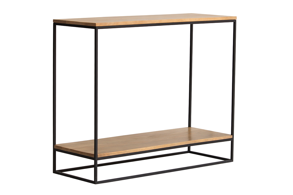 Konsole aus massivem Mangoholz und schwarz lackiertem Metall L90 cm IGGY