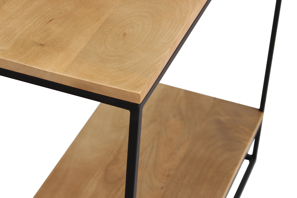 Konsole aus massivem Mangoholz und schwarz lackiertem Metall L90 cm IGGY