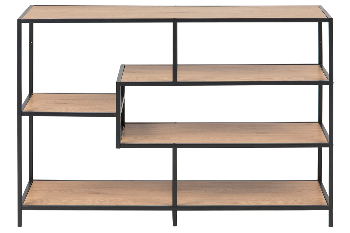 Konsole im Industrial Style aus schwarzem Metall und Holz L114 cm TRESCA