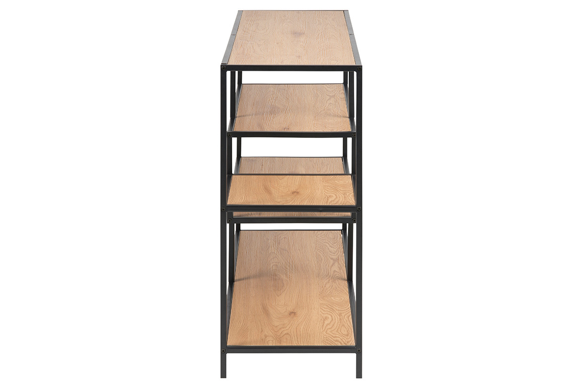 Konsole im Industrial Style aus schwarzem Metall und Holz L114 cm TRESCA