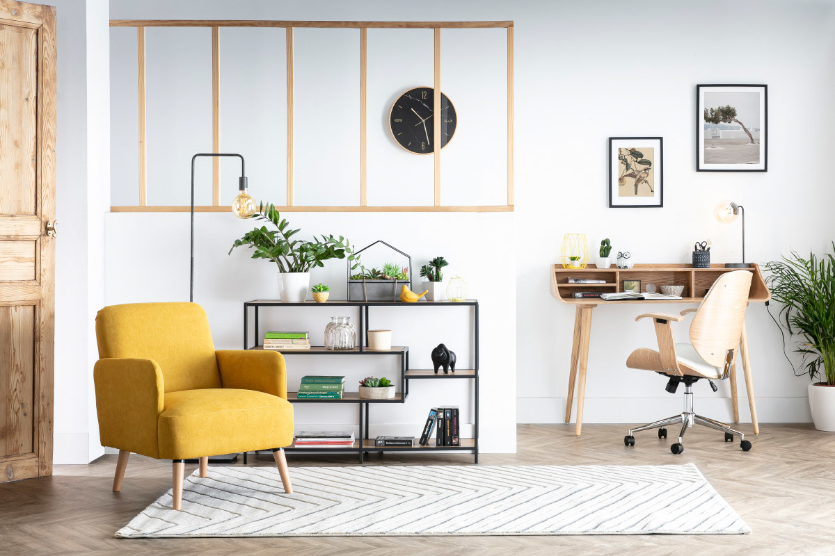 Konsole im Industrial Style aus schwarzem Metall und Holz L114 cm TRESCA