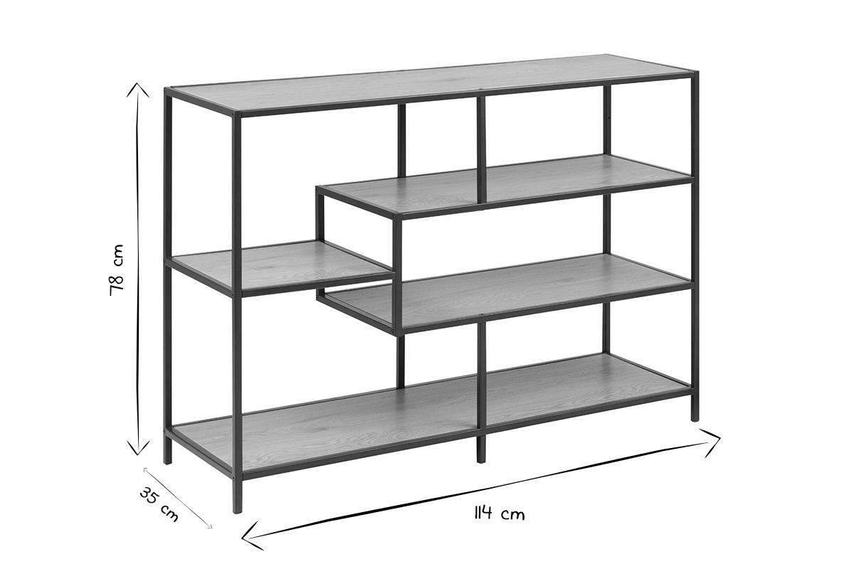 Konsole im Industrial Style aus schwarzem Metall und Holz L114 cm TRESCA