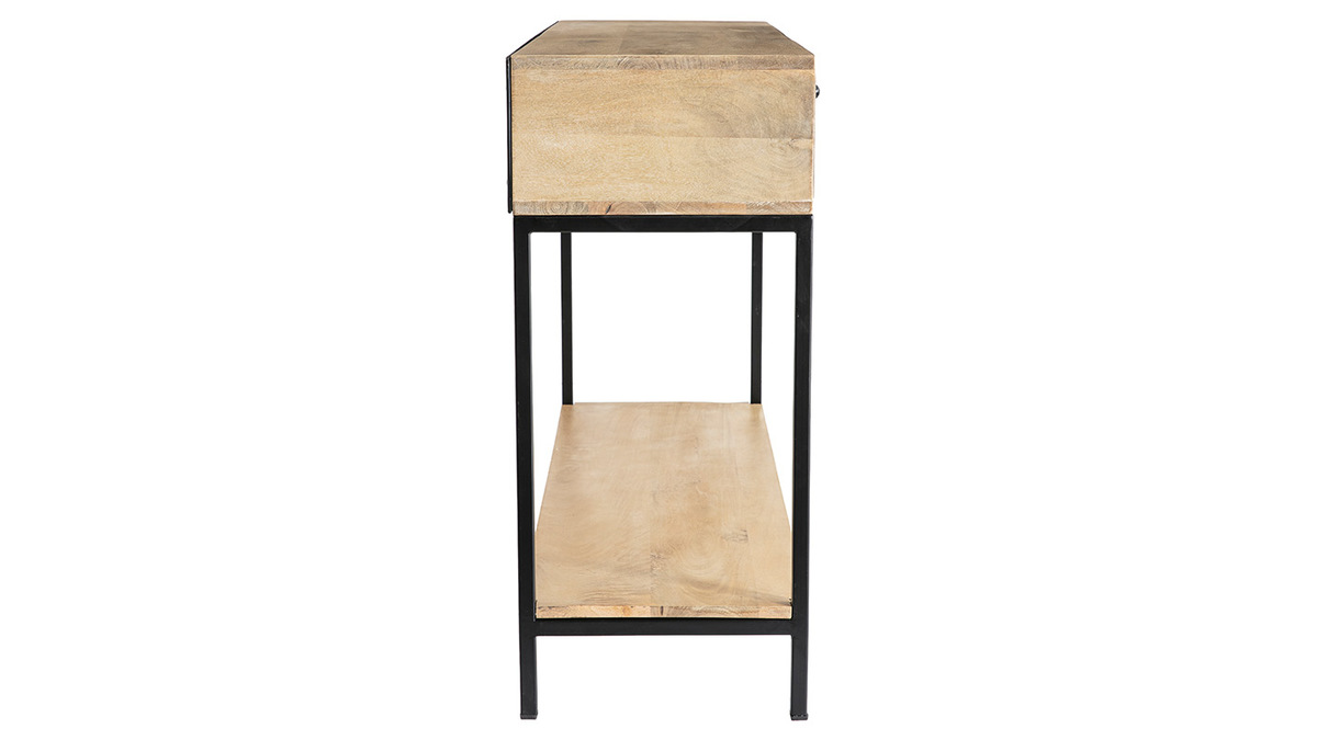 Konsole Industrie-Look aus Mangoholz und schwarzem Metall L110 cm RACK