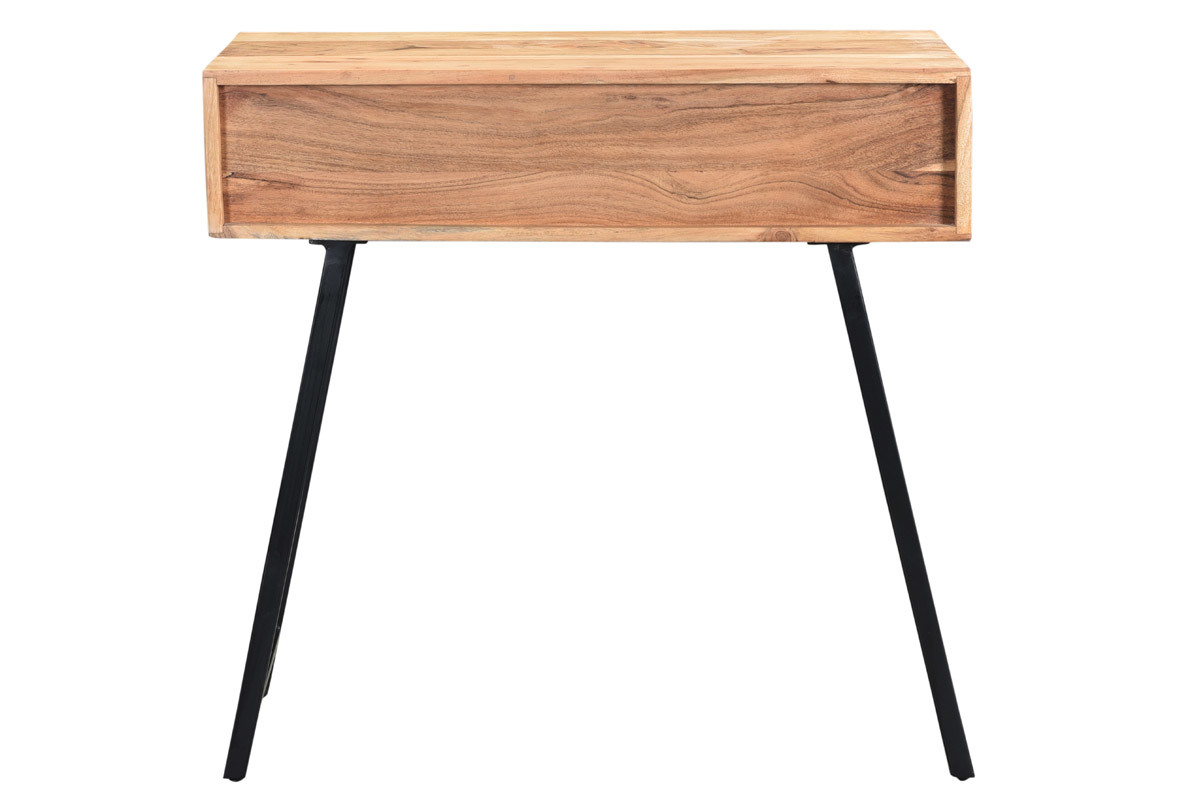 Konsole mit 2 Schubladen aus Akazienholz und schwarzem Metall L81 cm EDITION