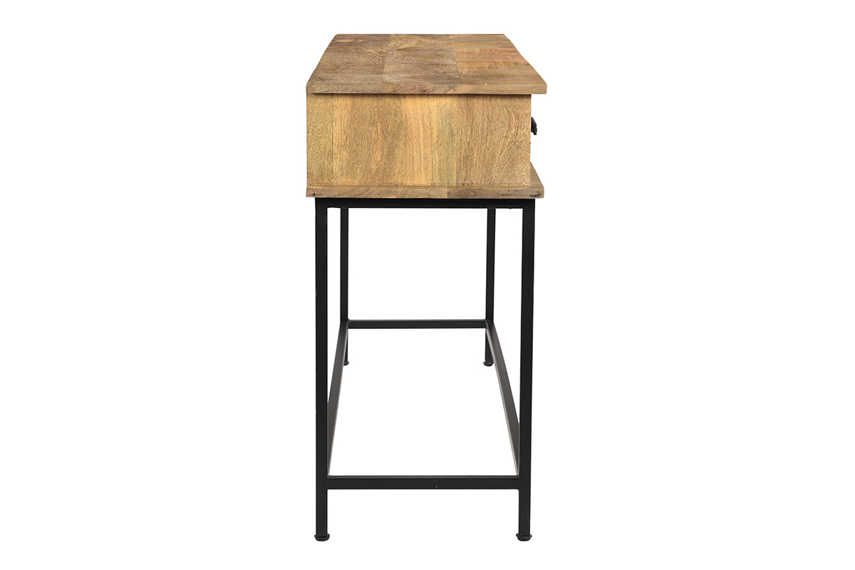 Konsole mit 3 Schubladen aus Mangoholz und Metall B120 cm AROK