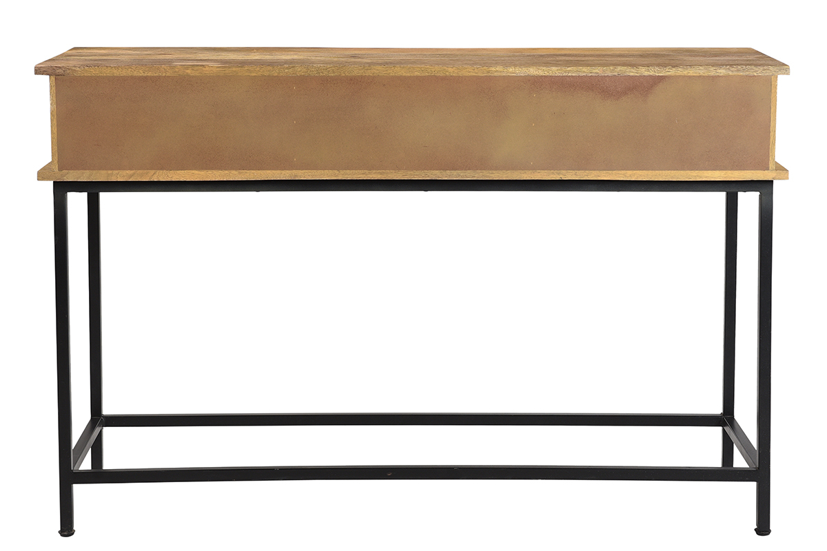 Konsole mit 3 Schubladen aus Mangoholz und Metall B120 cm AROK
