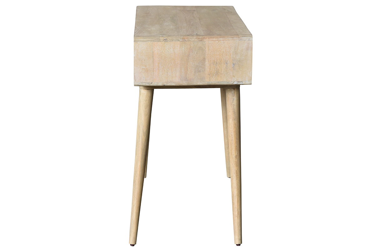 Konsole mit Abstellflche aus massivem Mangoholz und Rohrgeflecht B80 cm ACANGE