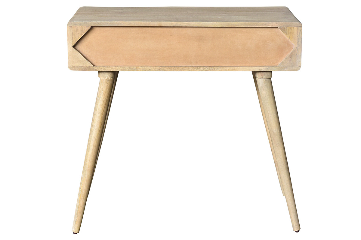 Konsole mit Abstellflche aus massivem Mangoholz und Rohrgeflecht B80 cm ACANGE