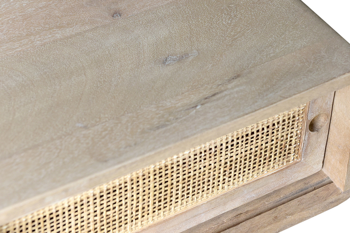 Konsole mit Abstellflche aus massivem Mangoholz und Rohrgeflecht B80 cm ACANGE