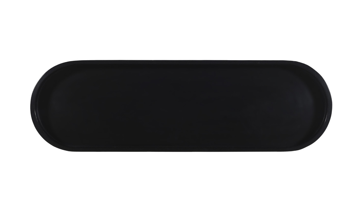 Konsole mit ovaler Oberflche aus schwarzem Holz und Rattangeflecht B115 cm MACAO