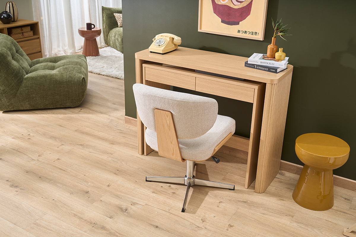 Konsolentisch als Beistellb�ro mit Schubladen in heller Eichenholzoptik L110 cm ENOLA