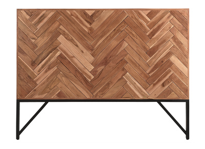 Kopfbrett Fischgrätenmuster aus Akazie und schwarz lackiertem Metall B165 cm STICK