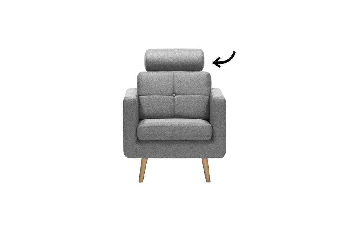 Kopfst�tze abnehmbar hellgrauer Stoff ELFE