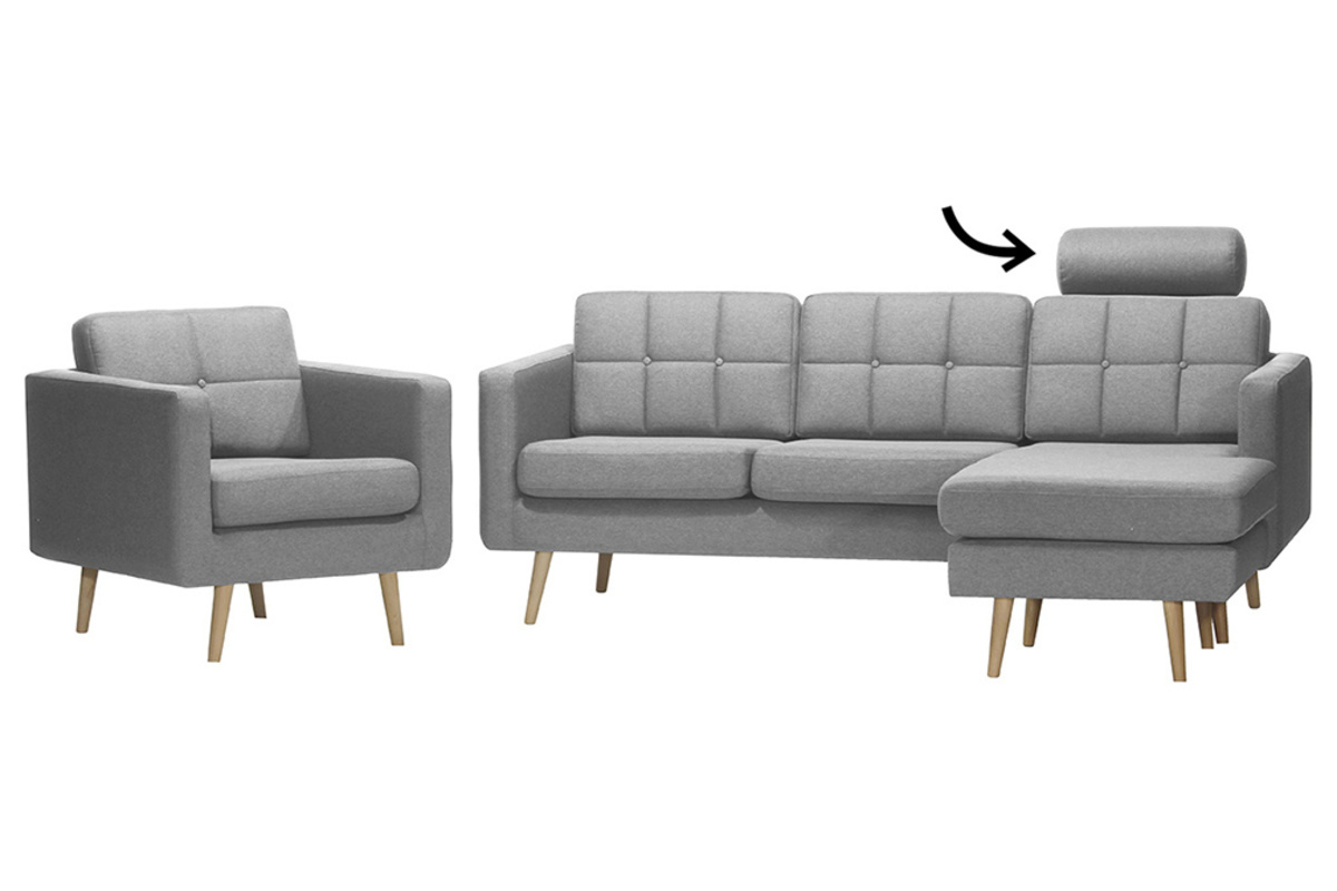 Kopfst�tze abnehmbar hellgrauer Stoff ELFE