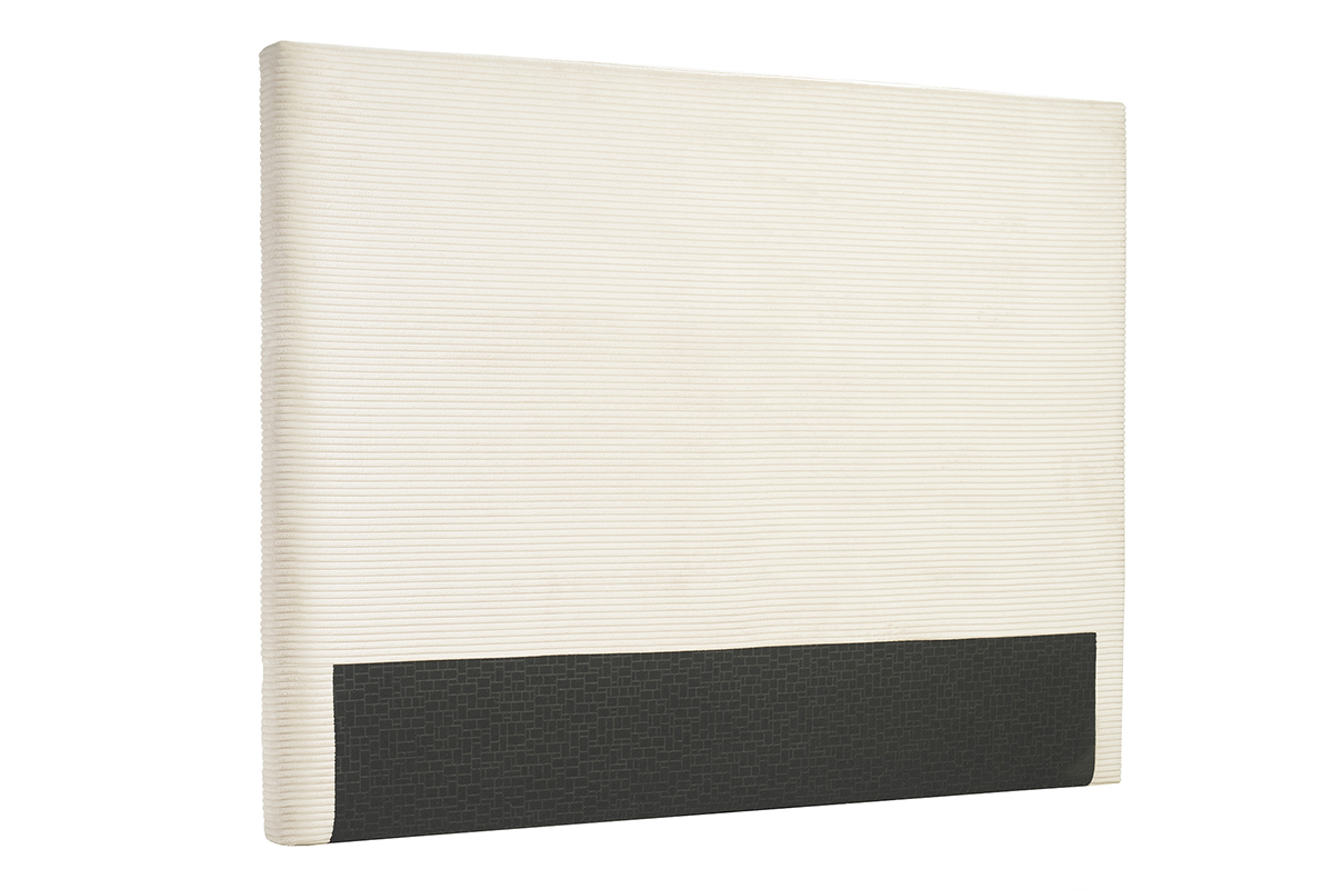 Seitenansicht des Kopfteils aus beigefarbenem Cord.