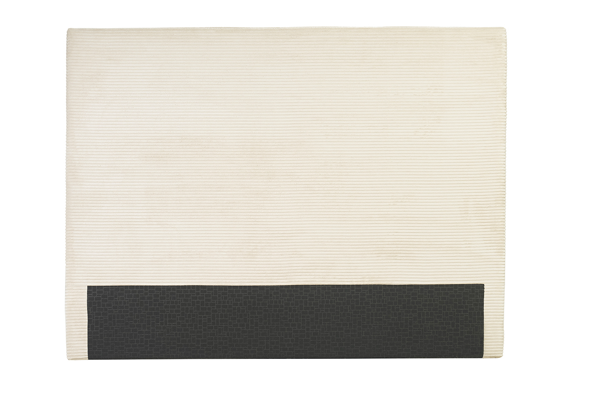 Kopfteil aus beigem Cord, Frontansicht.