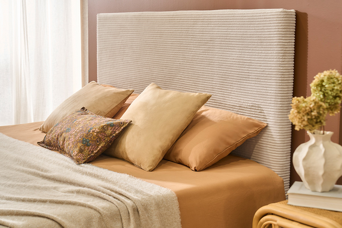 Kopfteil in beige Cord-Samt L160 cm YOLANDA