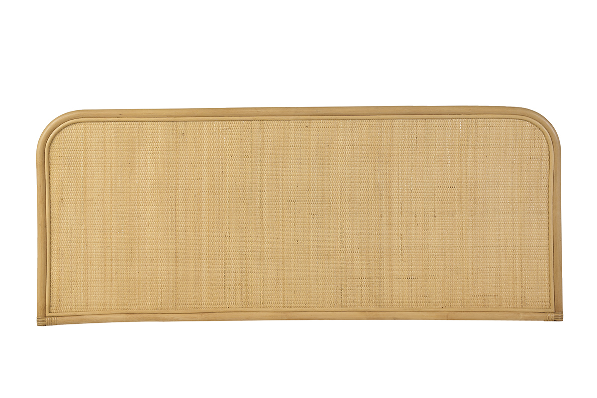 H�ngendes Kopfteil aus Rohrgeflecht und Rattan, Vorderansicht, Ma�e L160 cm, H65 cm.