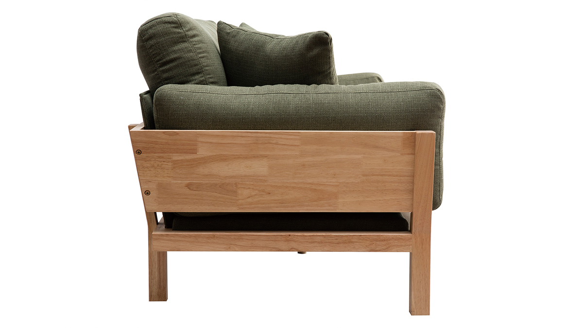 KYO Khaki skandinavisches 3-Sitzer-Sofa mit abnehmbaren Bezgen