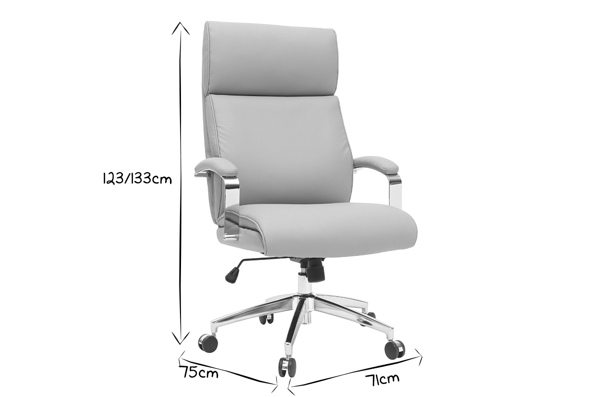 Leder-B�rosessel Grau CITY - Rindsleder