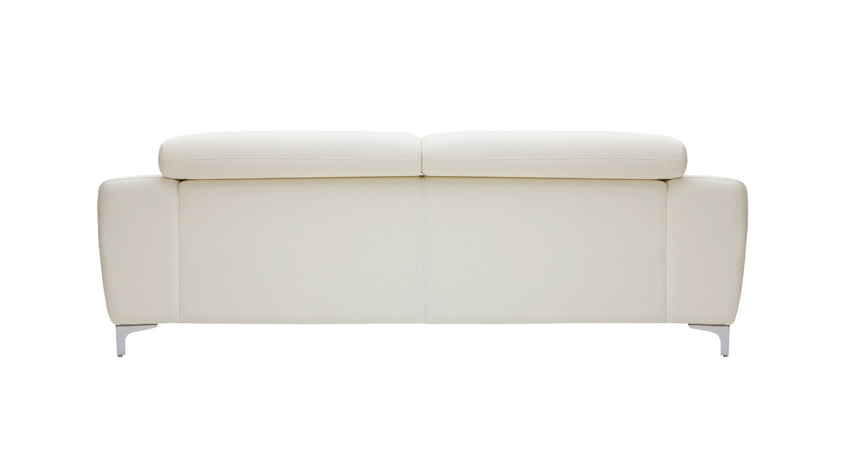 Ledersofa Design drei Plätze mit Kopfstück zur Entspannung Weiß NEVADA - Büffelleder