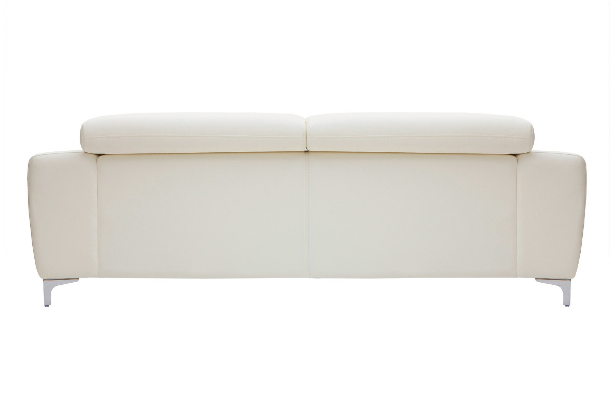 Ledersofa Design drei Pltze mit Kopfstck zur Entspannung Wei NEVADA - Bffelleder