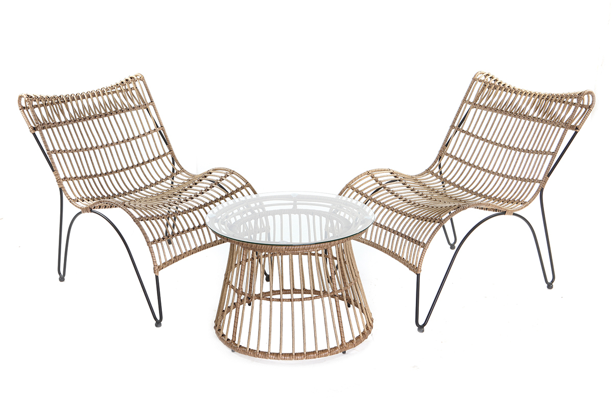 Liegestuhl BELLAVISTA aus Kunststoffgeflecht im Rattanstil