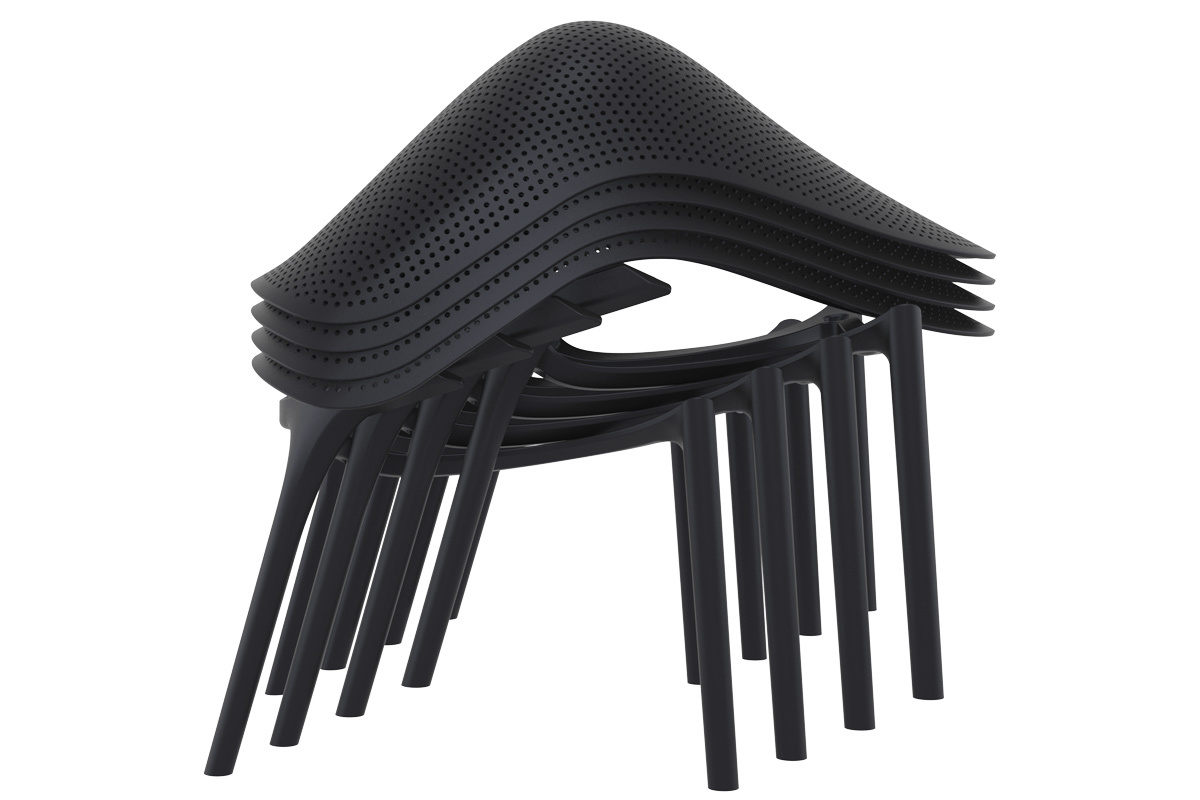 Liegest�hle Schwarz stapelbar Indoor/Outdoor (4-er Satz) OSKOL