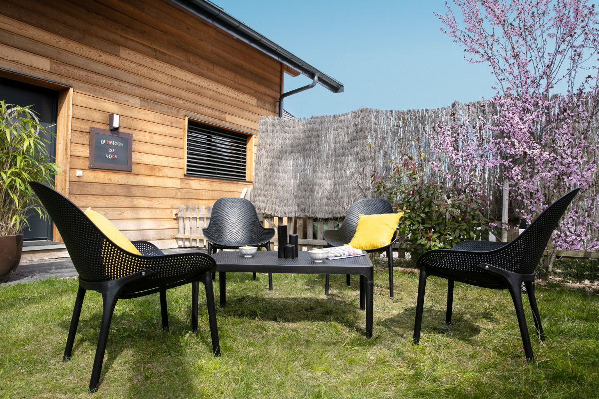 Liegest�hle Schwarz stapelbar Indoor/Outdoor (4-er Satz) OSKOL