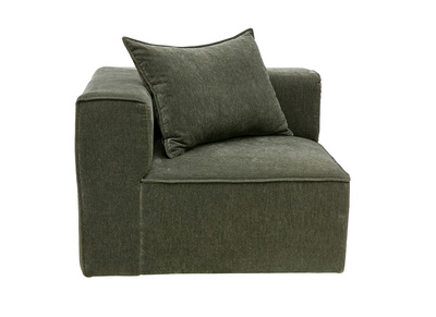 Linke Eckmodul f&uuml;r Sofa aus Stoff mit Samteffekt khakigr&uuml;n KERRY