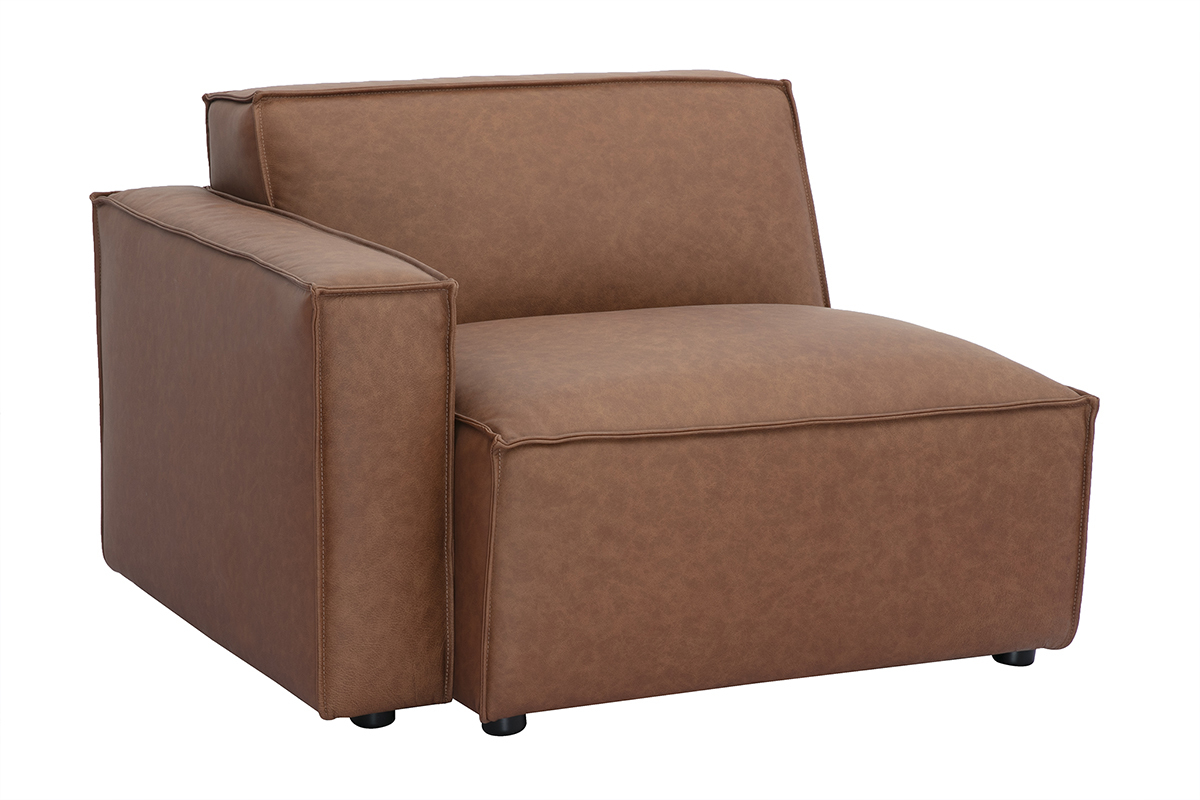Linkes Eckmodul fr braunes Leder-Sofa SPLIT
