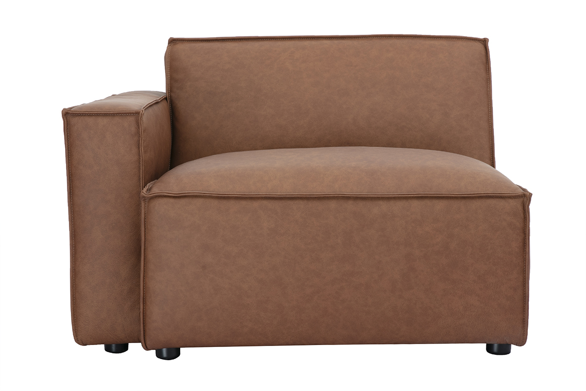 Linkes Eckmodul fr braunes Leder-Sofa SPLIT