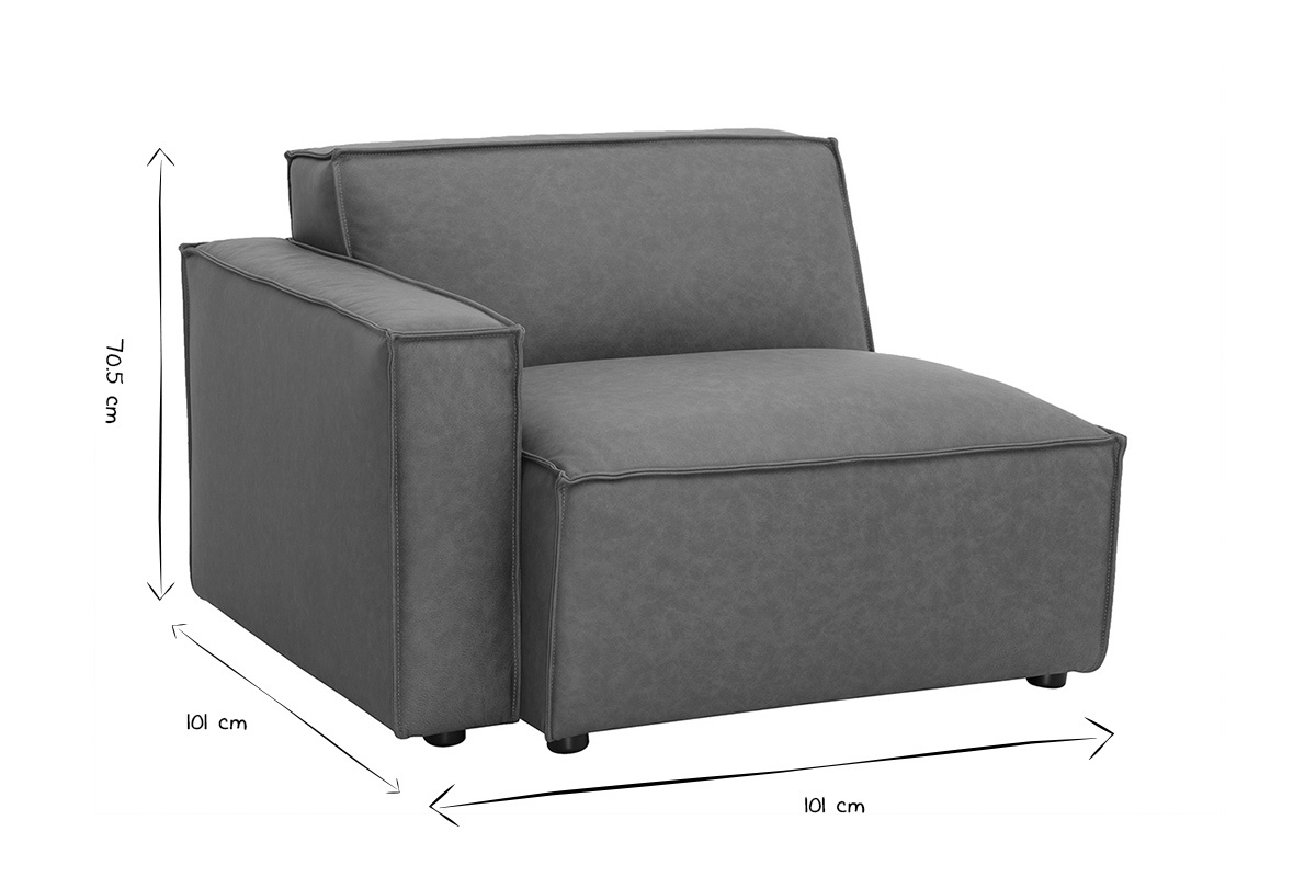 Linkes Eckmodul fr braunes Leder-Sofa SPLIT