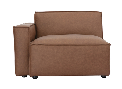 Linkes Eckmodul für braunes Leder-Sofa SPLIT