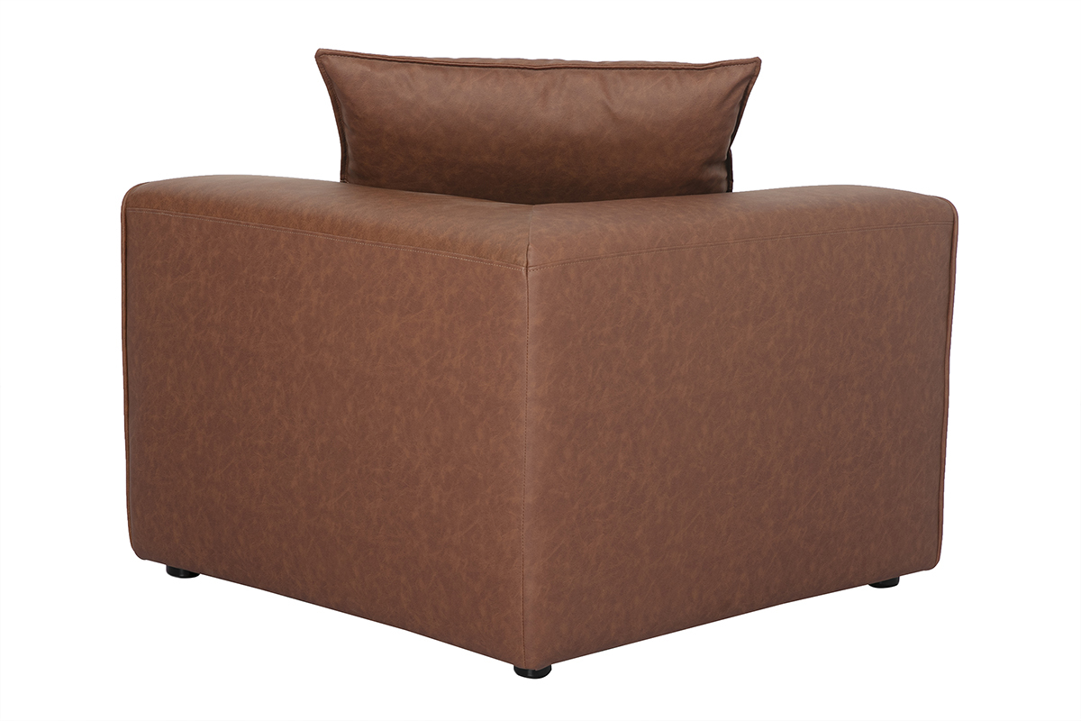 Linkes Eckmodul f�r braunes Ledersofa FERGUS, R�ckansicht