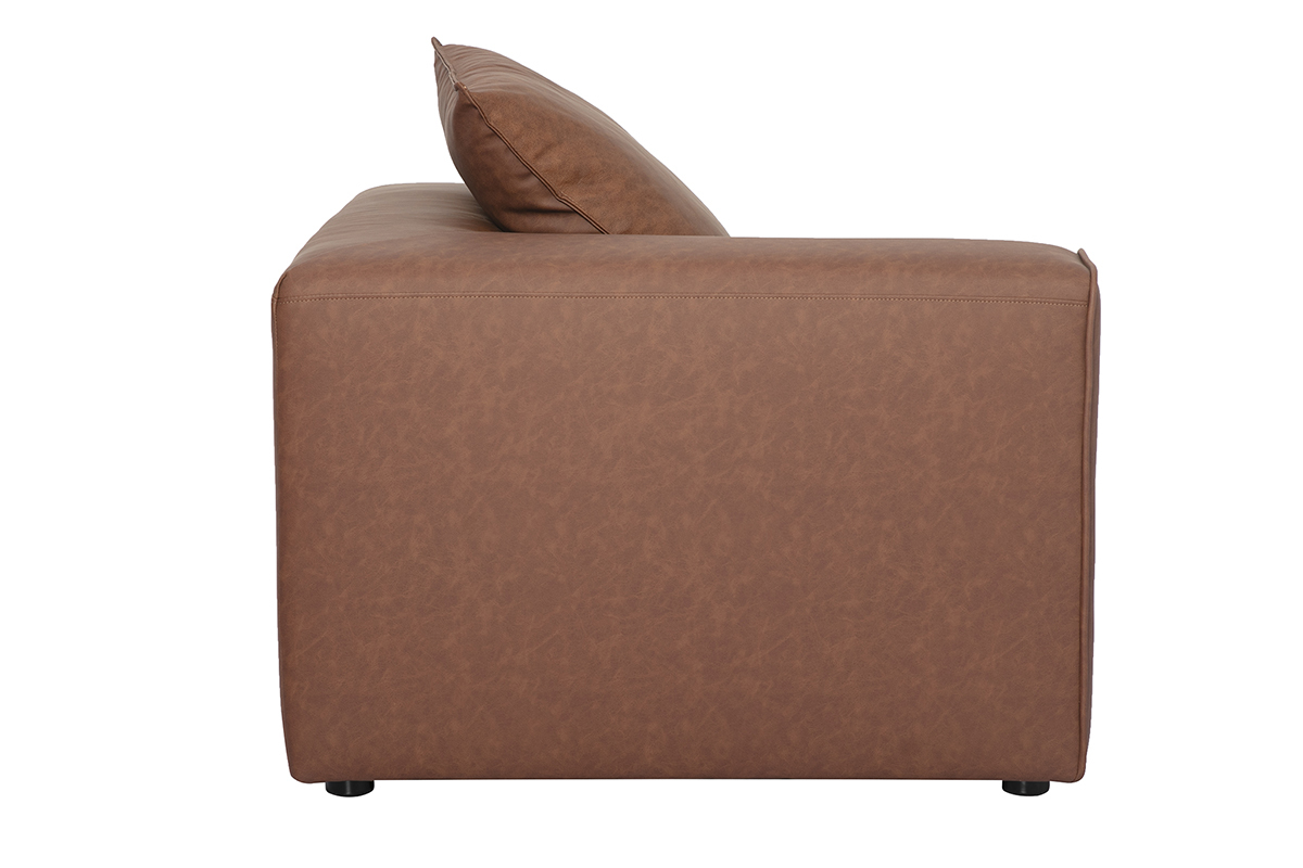 Linkes Eckmodul f�r braunes Ledersofa FERGUS, Seitenansicht
