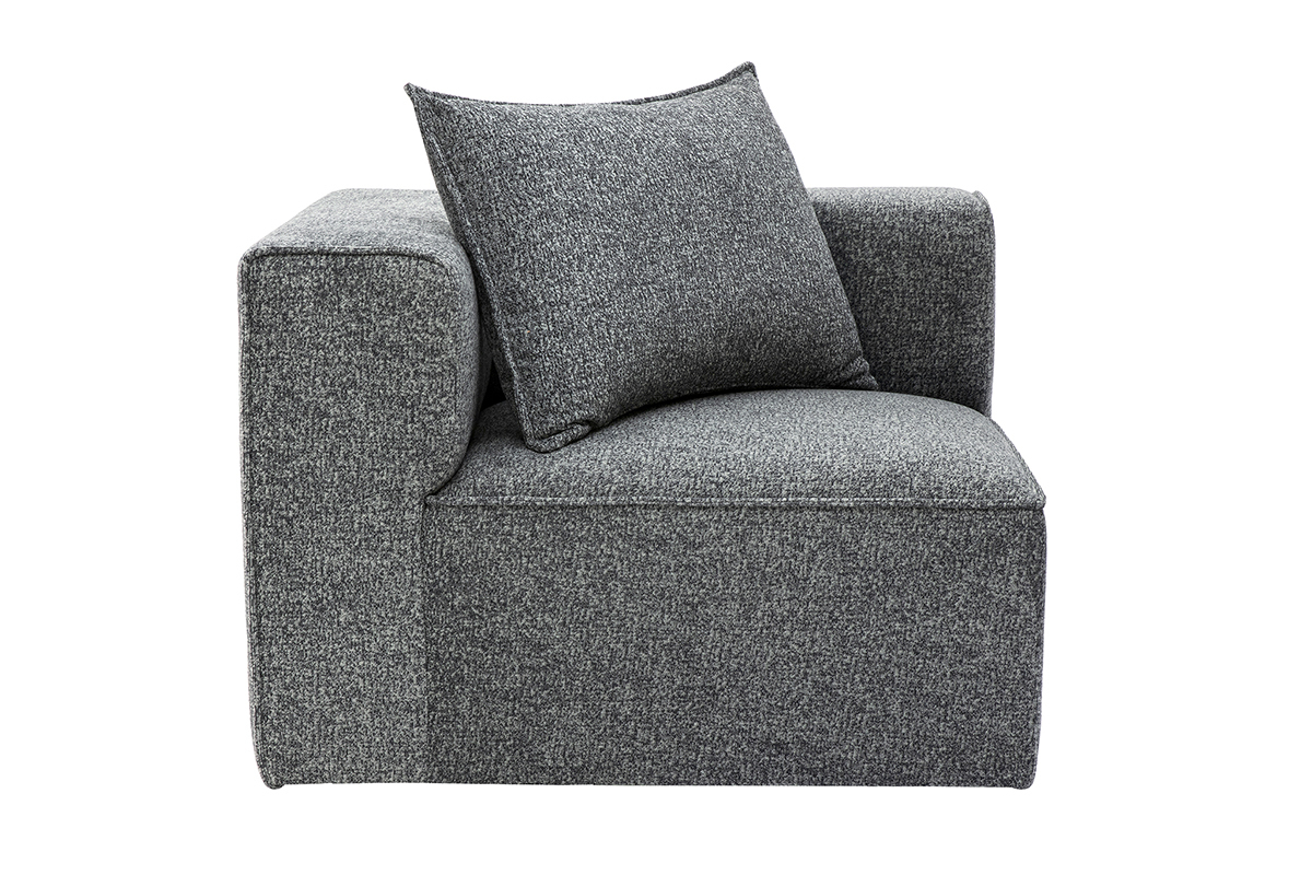 Linkes Eckmodul fr Ecksofa in dunkelgrauem melierten Stoff KERRY