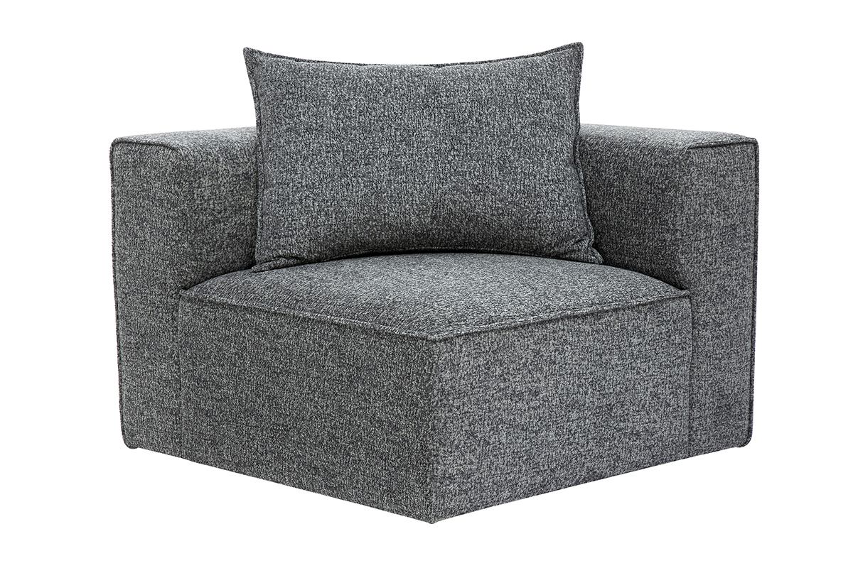 Linkes Eckmodul fr Ecksofa in dunkelgrauem melierten Stoff KERRY