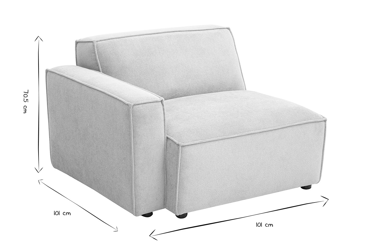 Linkes Eckmodul fr ein Sofa aus beigem Samt-Effekt Textil SPLIT