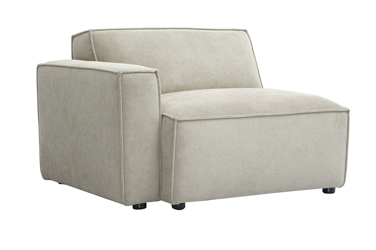 Linkes Eckmodul fr ein Sofa aus beigem Samt-Effekt Textil SPLIT