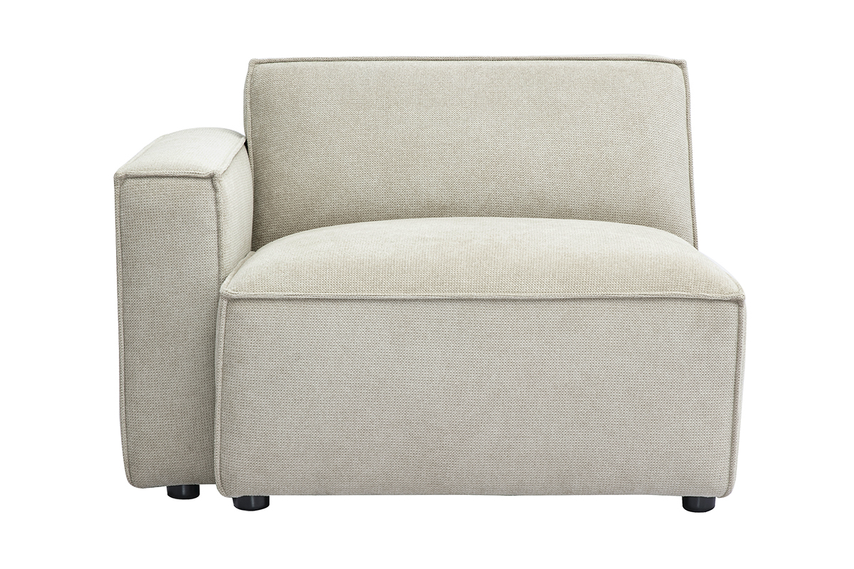 Linkes Eckmodul fr ein Sofa aus beigem Samt-Effekt Textil SPLIT