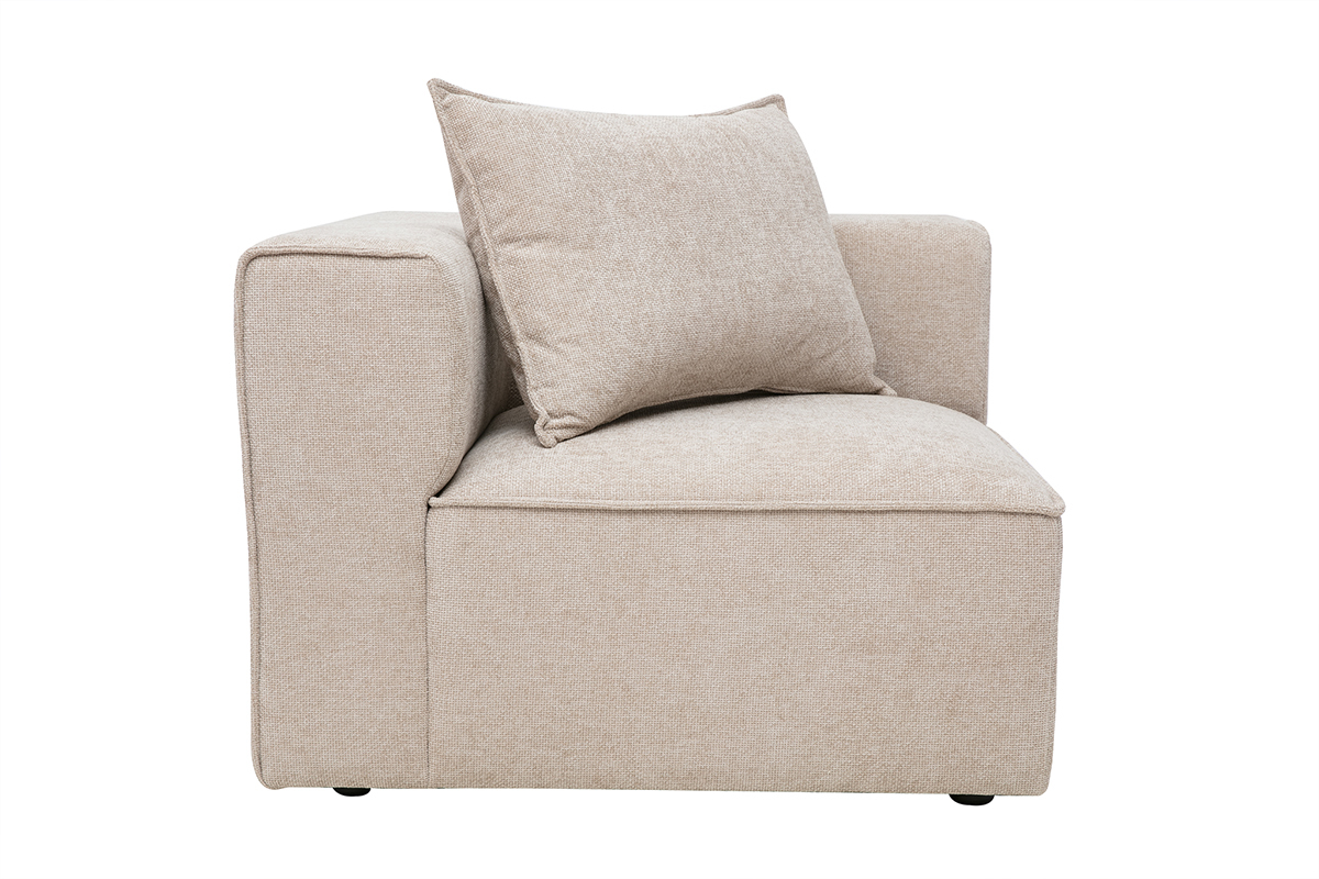 Linkes Eckmodul f�r Sofa aus Stoff mit texturierter Samtoptik in Beige KERRY