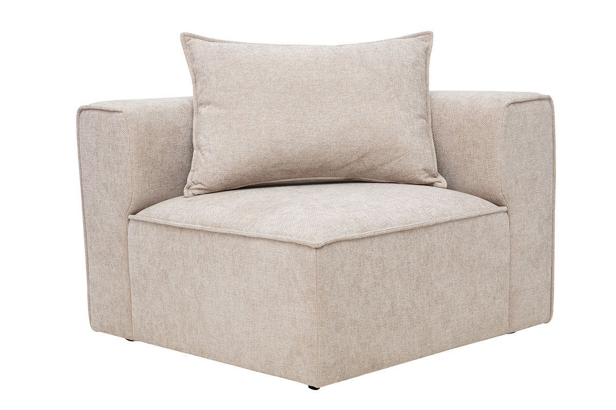 Linkes Eckmodul f�r Sofa aus Stoff mit texturierter Samtoptik in Beige KERRY